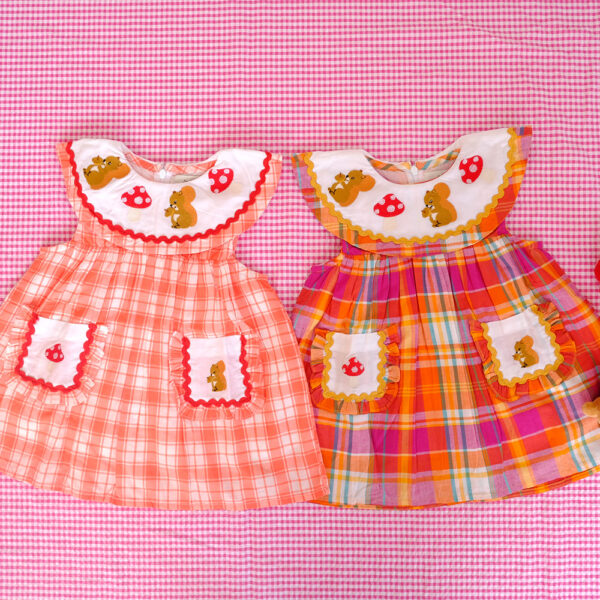 Little Squirrel Dress (Orange/Rainbow Tartan) - Image 6