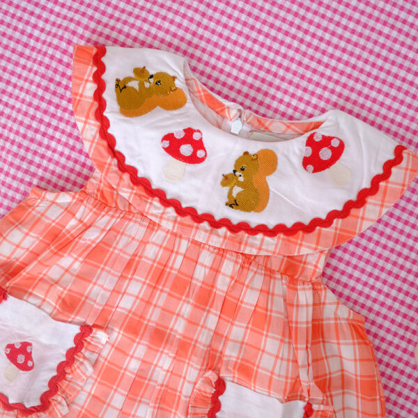 Little Squirrel Dress (Orange/Rainbow Tartan) - Image 7