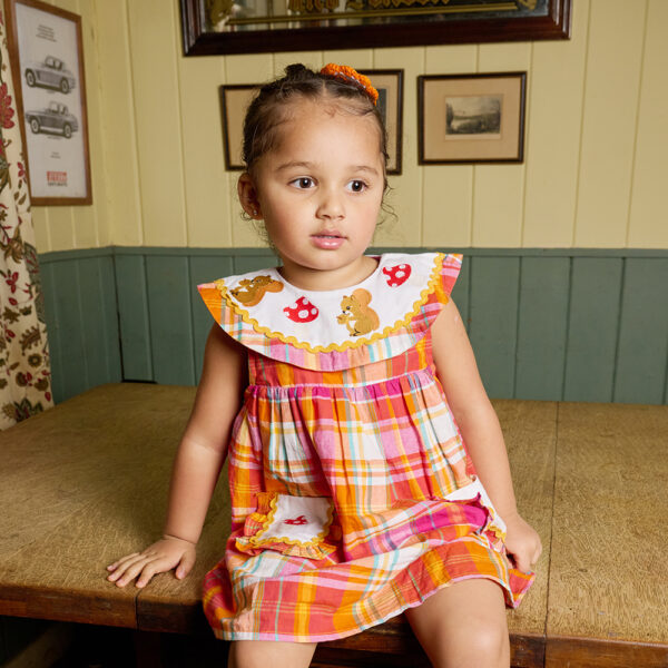 Little Squirrel Dress (Orange/Rainbow Tartan) - Image 4